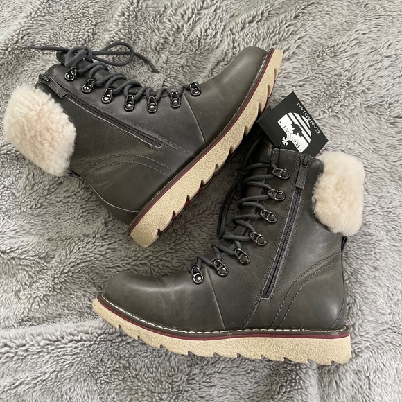 Royal Canadian Cambridge Leather Boots/Waterproof /Fur/-22F/Gray Size:7 - Picture 7 of 12